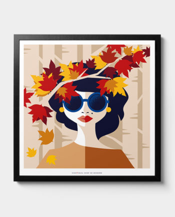 Autumn woman posters women seasons room interior design wall art design