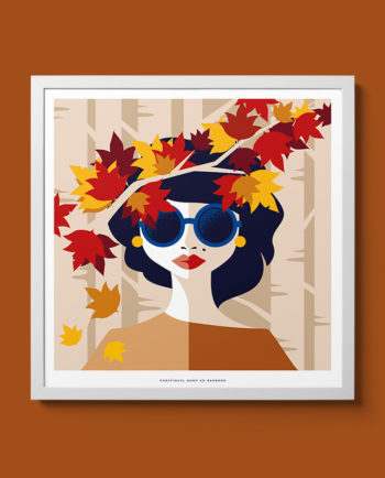 Autumn woman posters women seasons room interior design wall art design