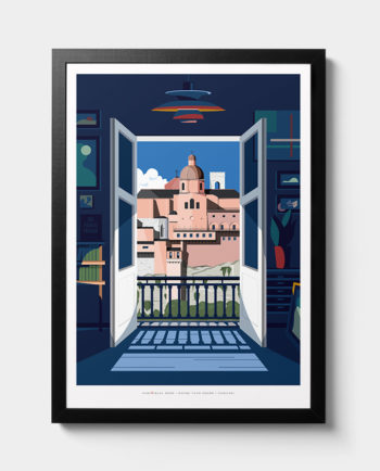 vista skyline cagliari architecture summer sardinia room wall art interior design vintage travel posters places pink sardinia