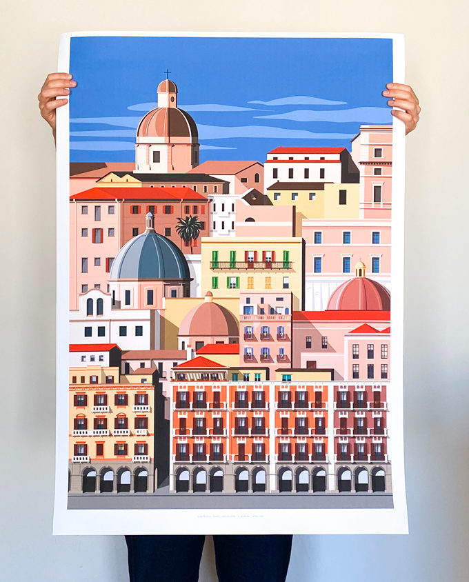 Travel poster wall decor about Cagliari city