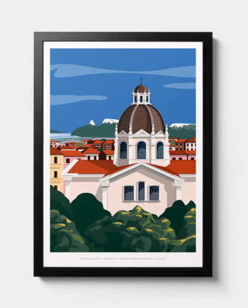 Veduta sulla Basilica Di Bonaria Cagliari sullo sfondo la Sella Del Diavolo