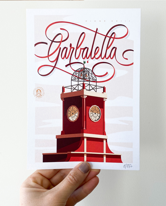 Digital illustration about Garbatella Roma Printed for your wall design inpiration