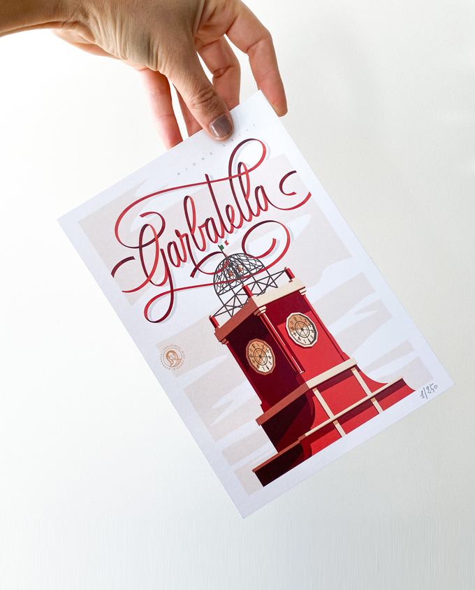 Garbatella_roma_Digital-Illustration_Poster-design_Italy_vintage-travel-poster_albergo-rosso_Wall-art-design