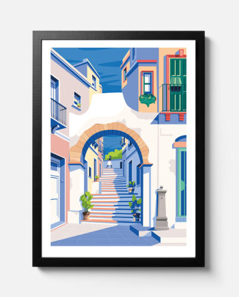 Poster illustrato dell'Arco di Via Solferino a Carloforte