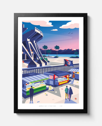 Caddozzoni di Cagliari che illuminano la strada e lo stadio illuminato dalla luce del tramonto. Il momento in cui la partita è finita